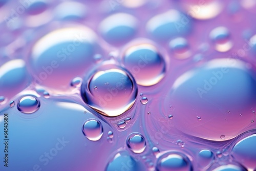 Glassy smooth water bubble droplets of various sizes reflecting bright illuminating light from behind, spectacular macro texture background image - generative AI 