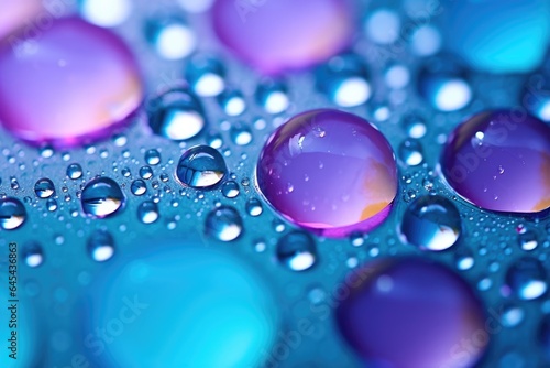 Glassy smooth water bubble droplets of various sizes reflecting bright illuminating light from behind, spectacular macro texture background image - generative AI 