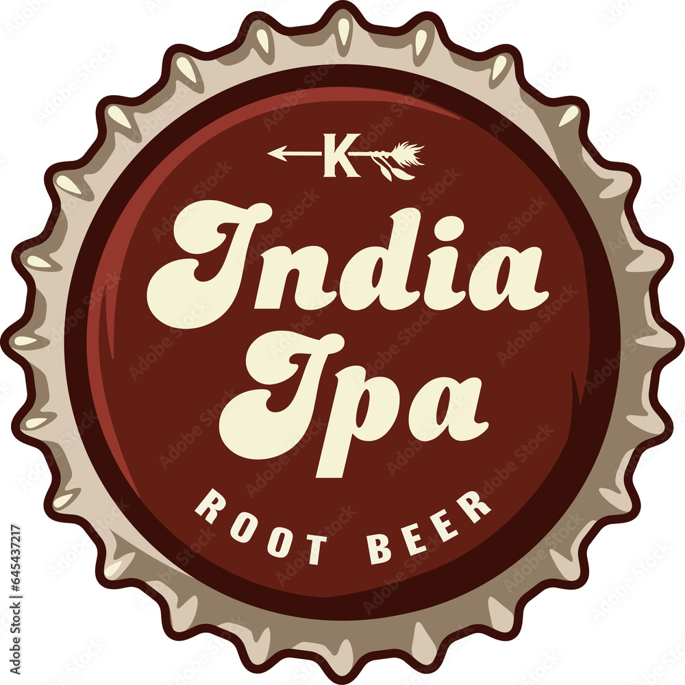 Beer cap art for brew emblem or craft beer logo. Label or print with metal cork for bar or brewery shop. Vintage old retro design for pub Beer cap art for brew emblem or craft beer logo. Label or print with metal cork for bar or brewery shop. Vintage old retro design for pub
