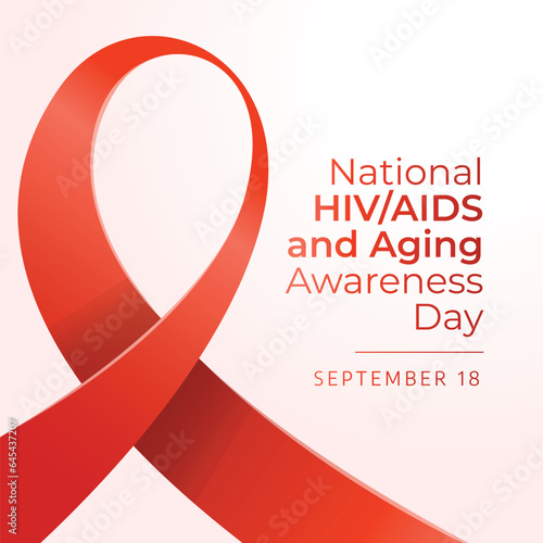 National HIV-AIDS and Aging Awareness Day design tempate good for celebration. red ribbon design template. ribbon design. flat design. vector eps 10.
