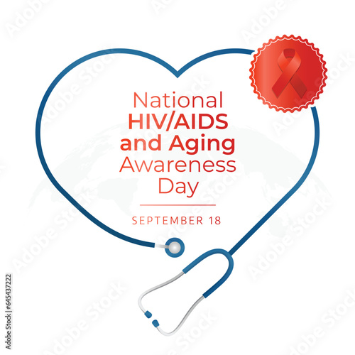 National HIV-AIDS and Aging Awareness Day design tempate good for celebration. red ribbon design template. ribbon design. flat design. vector eps 10.