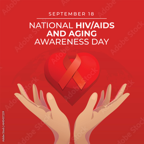National HIV-AIDS and Aging Awareness Day design tempate good for celebration. red ribbon design template. ribbon design. flat design. vector eps 10.