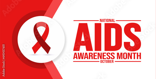 October is AIDS Awareness Month background template. Holiday concept. background, banner, placard, card, and poster design template with text inscription and standard color. vector illustration.