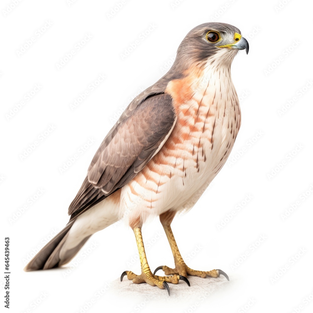Sharp-shinned hawk bird isolated on white background. Sharp-shinned hawk bird isolated on white background.
