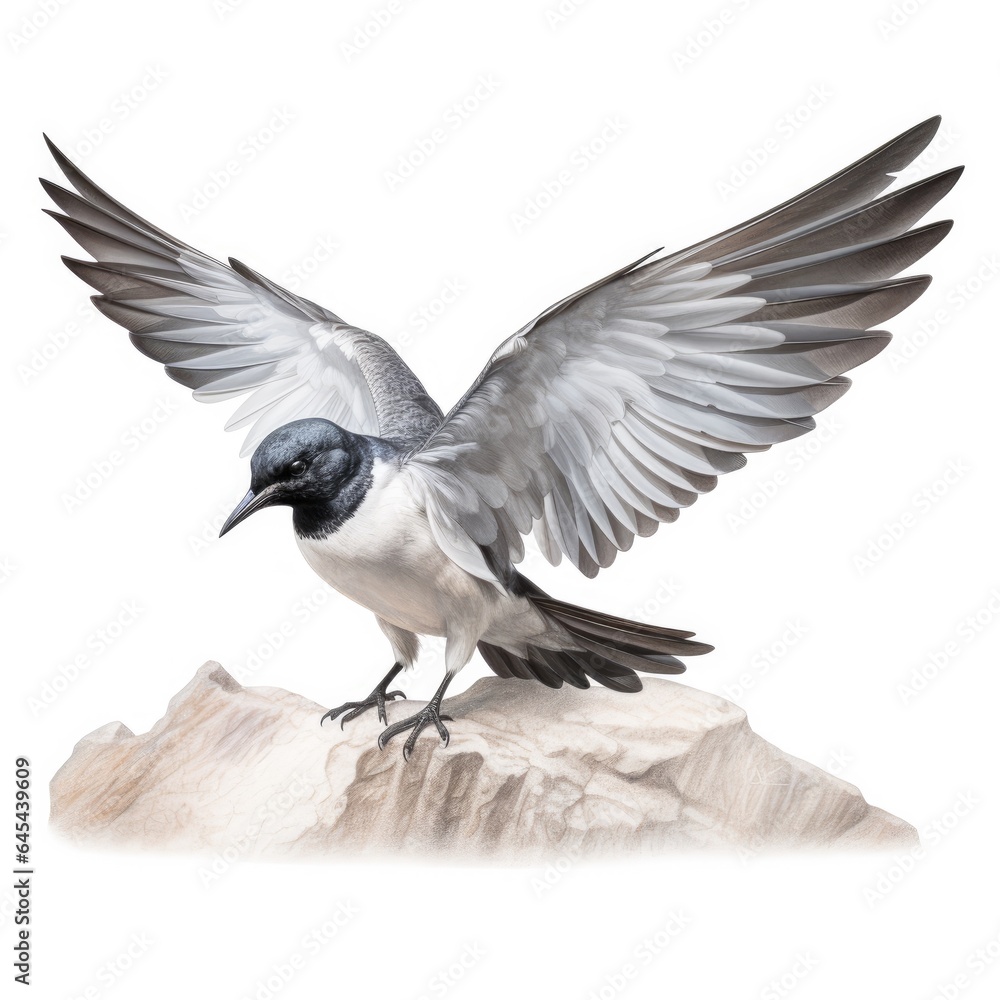 White-winged tern bird isolated on white background. White-winged tern bird isolated on white background.