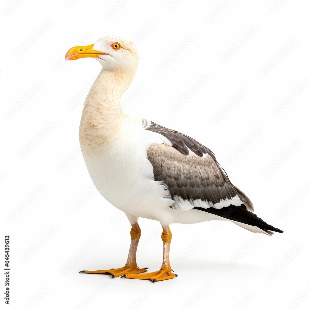 Yellow-footed gull bird isolated on white background. Yellow-footed gull bird isolated on white background.
