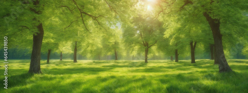 Spring Nature. Beautiful Landscape. Green Grass and Trees © @uniturehd