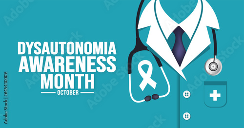 October is Dysautonomia Awareness Month background template. Holiday concept. background, banner, placard, card, and poster design template with text inscription and standard color. vector