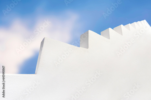Abstract architectural image. An image dominated by the color white and blue.