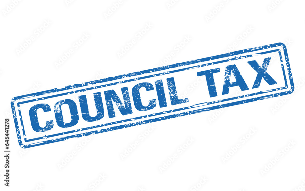 Council Tax stamp. Blue rectangle grunge stamp vector Council Tax stamp. Blue rectangle grunge stamp vector