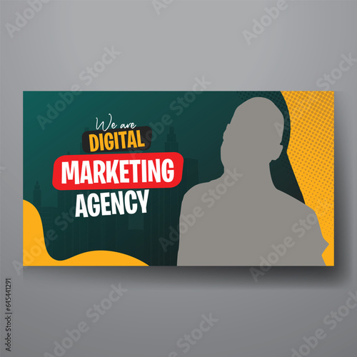 youtube video thumbnail or web banner template for Corporate business marketing video