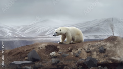 Polar Bear in An Iceless land. Generative AI image weber.