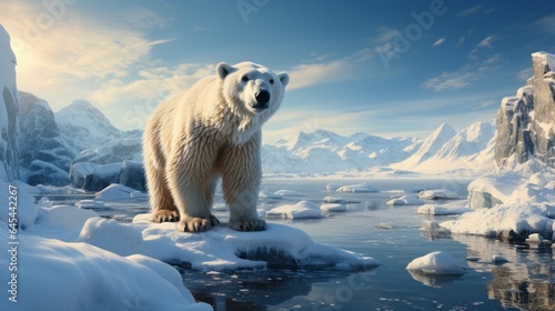 Obraz na plátně polar bear in the arctic with melting climate change