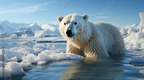 polar bear in the arctic with melting climate change © carballo