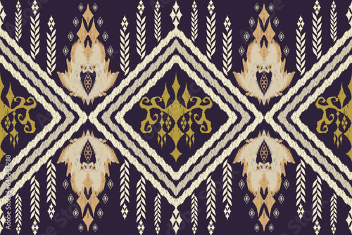 Geometric ethnic aztec embroidery style.Figure ikat oriental traditional art pattern.Design for ethnic background,wallpaper,fashion,clothing,wrapping,fabric,element,sarong,graphic,vector illustration.