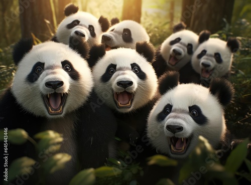 A group of pandas © cherezoff