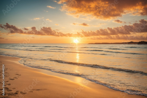 Closeup sea sand beach. Inspire tropical beach seascape horizon. Vacation travel holiday banner. Panoramic beach landscape.  © @uniturehd