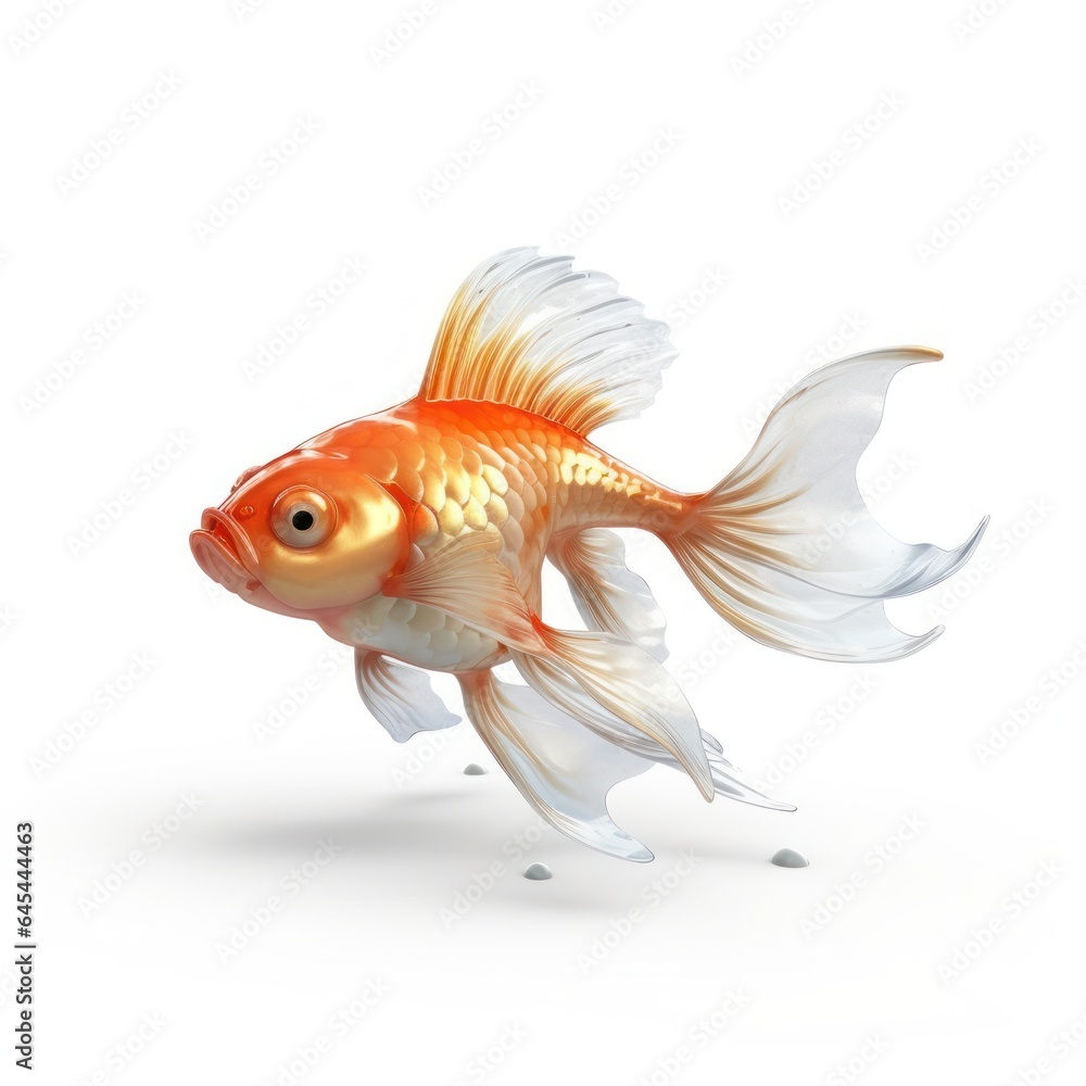 Fototapeta premium 3d illustration of gold fish with white background