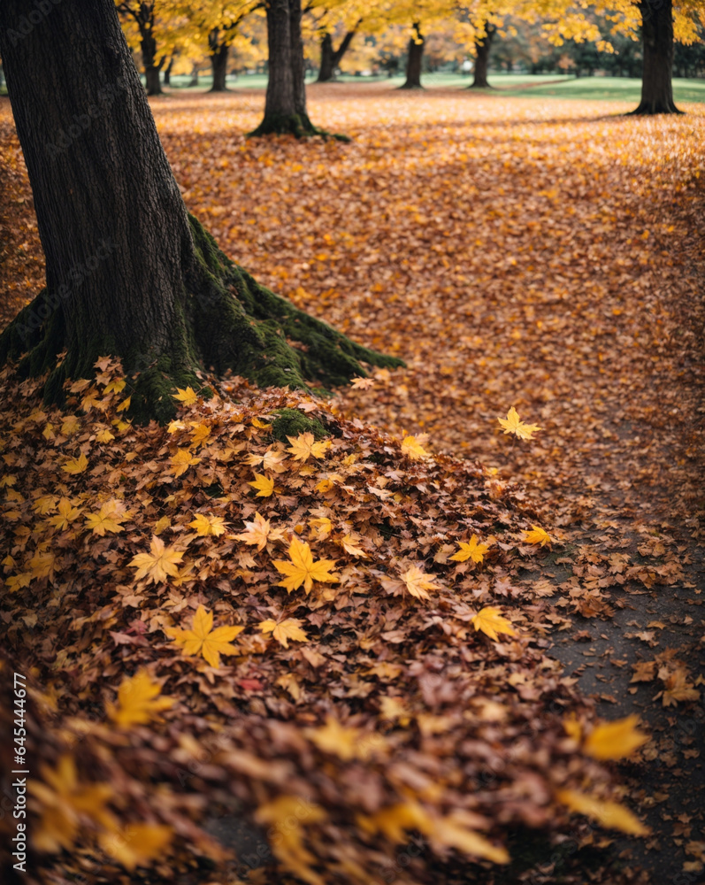Beautiful autumn landscape with. Colorful foliage in the park. Falling leaves natural background Beautiful autumn landscape with. Colorful foliage in the park. Falling leaves natural background