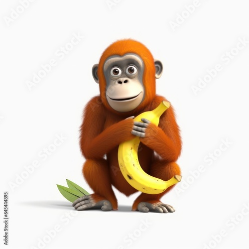 illustration of baby orang utan with banana