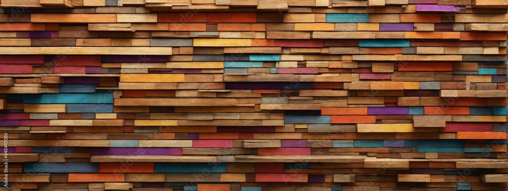 Abstract Aged Wood Architecture Texture: Colorful Block Stacks on the Wall, Ideal Background for Art and Design Projects. Abstract Aged Wood Architecture Texture: Colorful Block Stacks on the Wall, Ideal Background for Art and Design Projects.