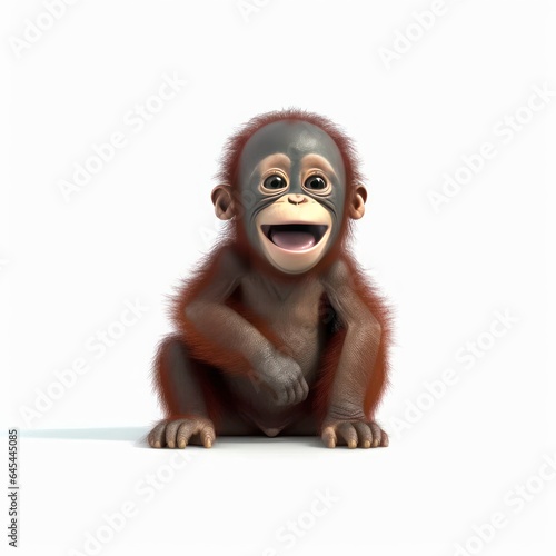 Illustration of baby monkey on white background