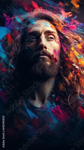 Jesus in Artistic Colorful Splendor