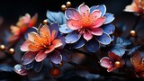 A colorful flower wallpaper with a black background and a blue background.