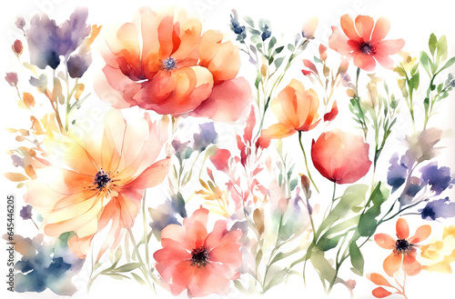 Watercolor flowers backgrou...