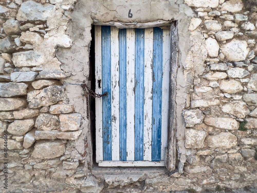 old wooden door of stone village house or home old wooden door of stone village house or home