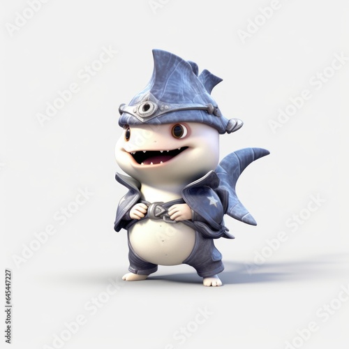 shark character with funny hat