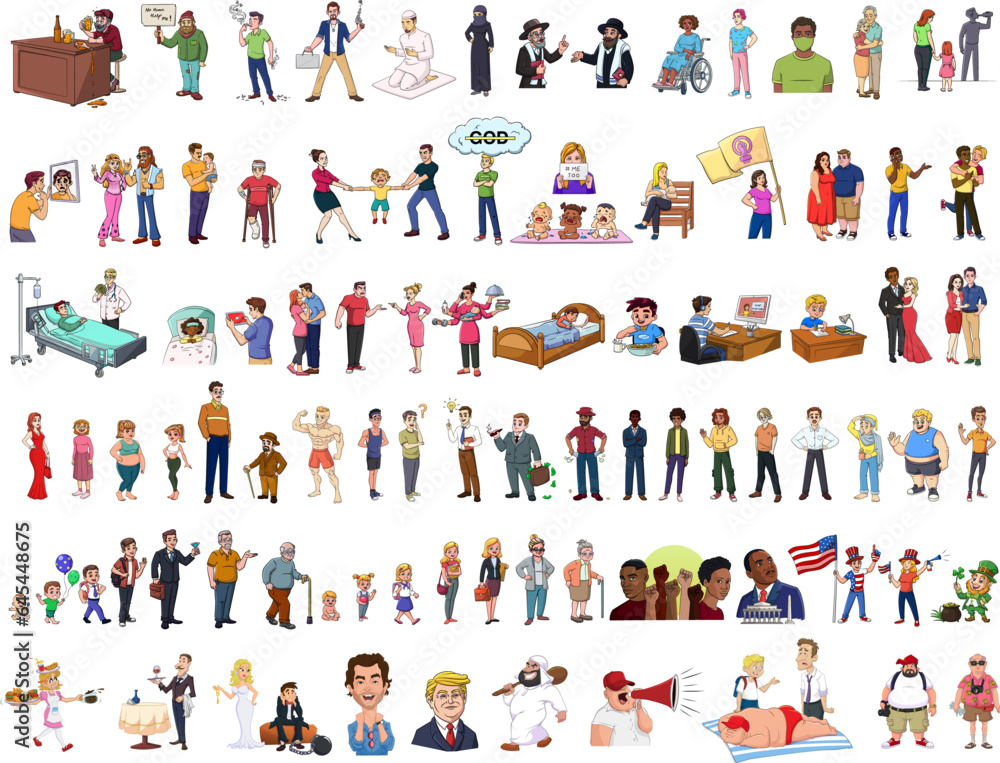 Cartoon vector illustration of a PEOPLE mega collection