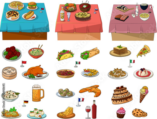 Cartoon vector illustration of a CUISINES mega collection