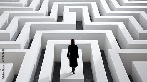 Man navigating through a maze, concept of life's challenges and confusion.