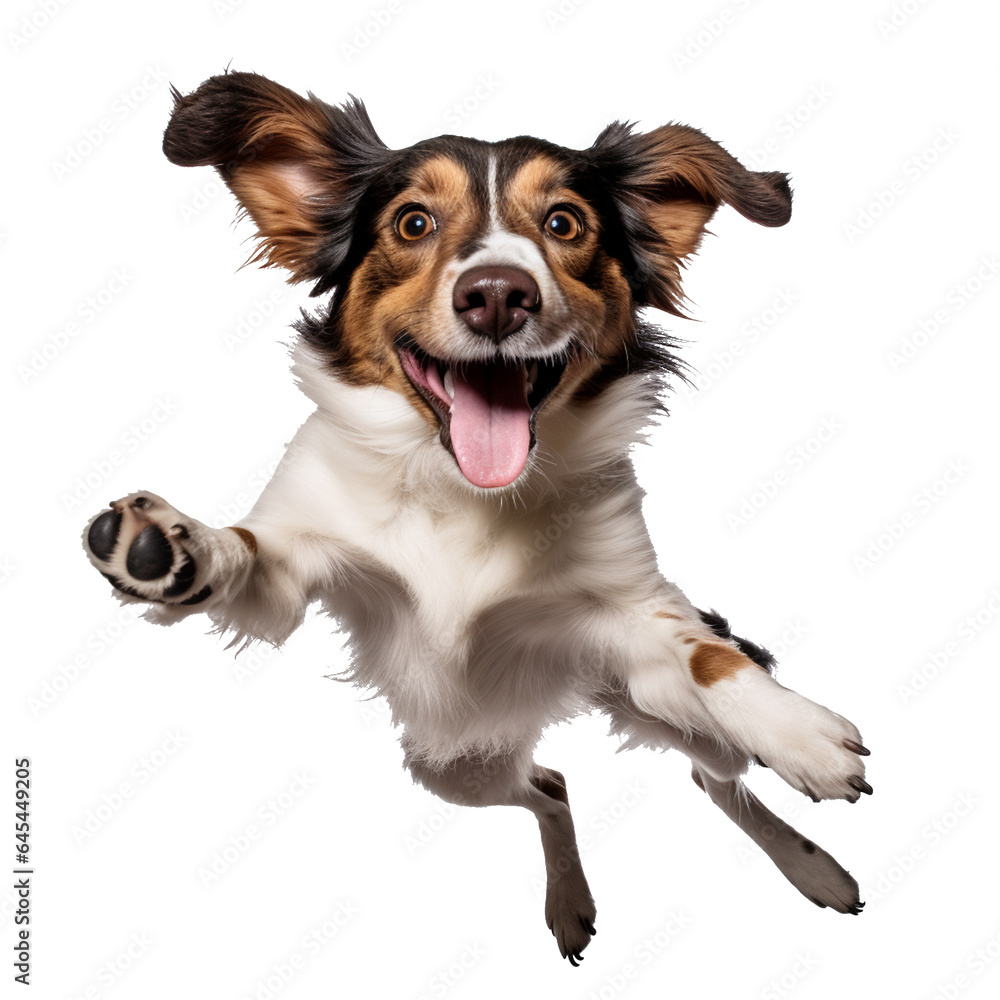 Happy dog jumping on transparent background PNG