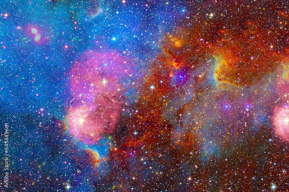 Awesome galaxy with nebulas and bright beautifull colors in outer space. Cosmic wallpaper. Cosmic Background. Elements of this image furnished by NASA