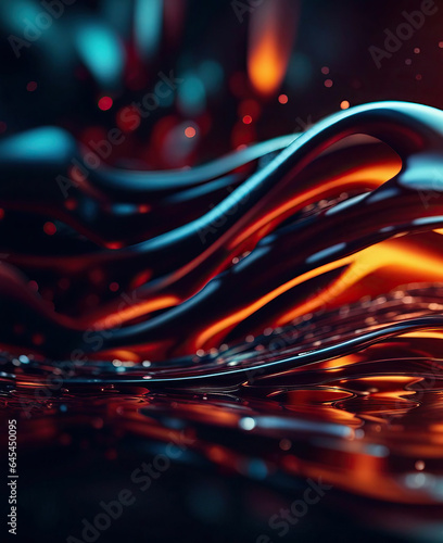 Vibrant and dark colored, futuristic technology concept abstract smooth and sot wavy curvy lines background, banner design. photo