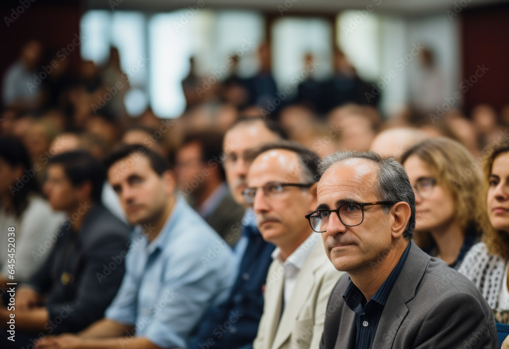 People attend a Constitution Day lecture at a university, engaging with scholars and experts on the document's historical context and implications. Generative Ai. People attend a Constitution Day lecture at a university, engaging with scholars and experts on the document's historical context and implications. Generative Ai.