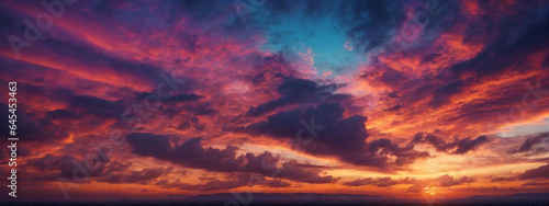 Background of colorful sky concept: Dramatic sunset with twilight color sky and clouds © @uniturehd