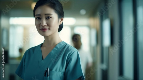 Smiling portrait of ethnic female nurse doctor or medical student