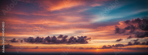 Background of colorful sky concept  Dramatic sunset with twilight color sky and clouds