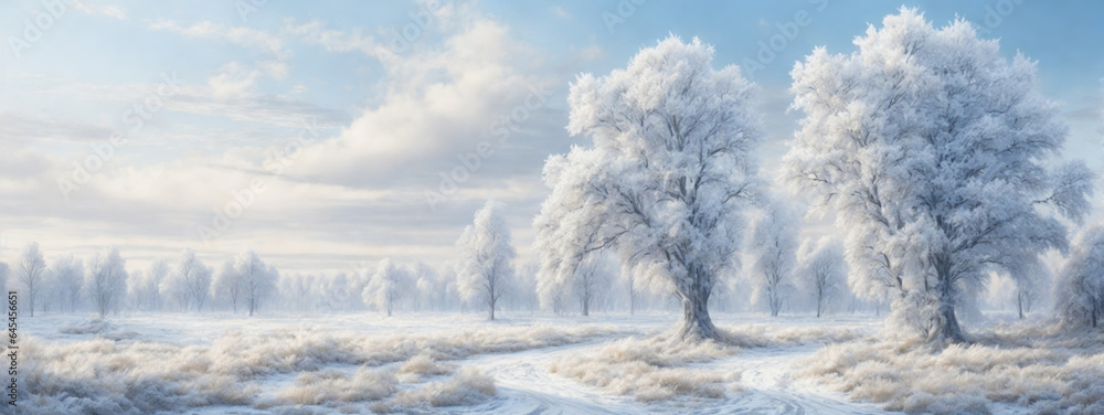 white wood covered with frost frosty landscape white wood covered with frost frosty landscape