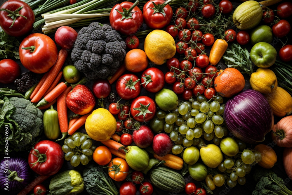 Vegetables and fruits background.