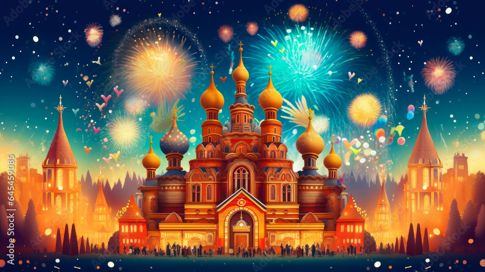 Obraz premium Radiant Christian Celebrations Illustration: Colorful Festivals with Smiling Faces. AI Generated 8K.