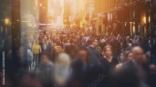 people blurred shadows in the city crowd