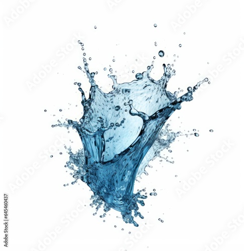 blue water splash isolated on white background with clipping path and full depth of field