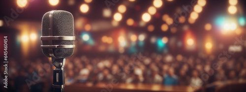 Retro microphone on stage