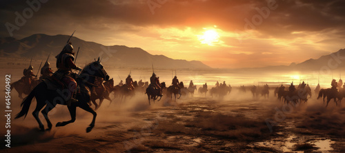 Fotografia Charge of Destiny: Gripping Moments from the Battle of Ain Jalut, Where Horses R