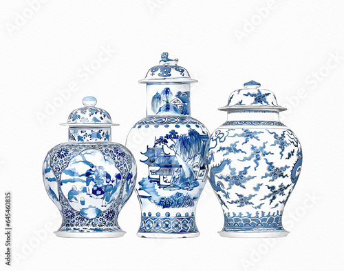 Obraz na płótnie Blue and white chinoiserie