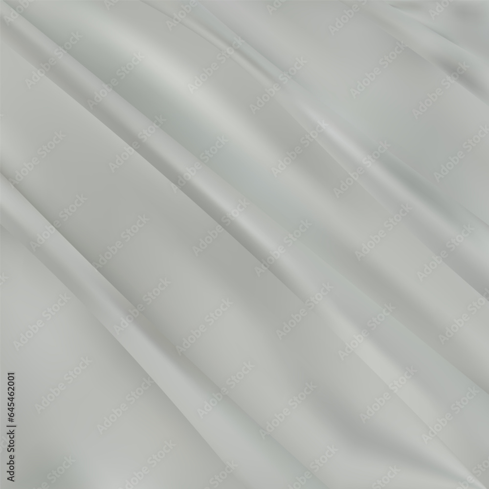 Obraz premium Silver fabric background with waves close, interesting wavy background, top view of waves on fabric, soft wrinkled matte fabric, shadow fabric. eps 10